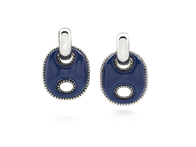 CAPRINESS MARINE CHAIN EARRINGS IN SILVER AND BLU ENAMEL CHANTECLER 40189